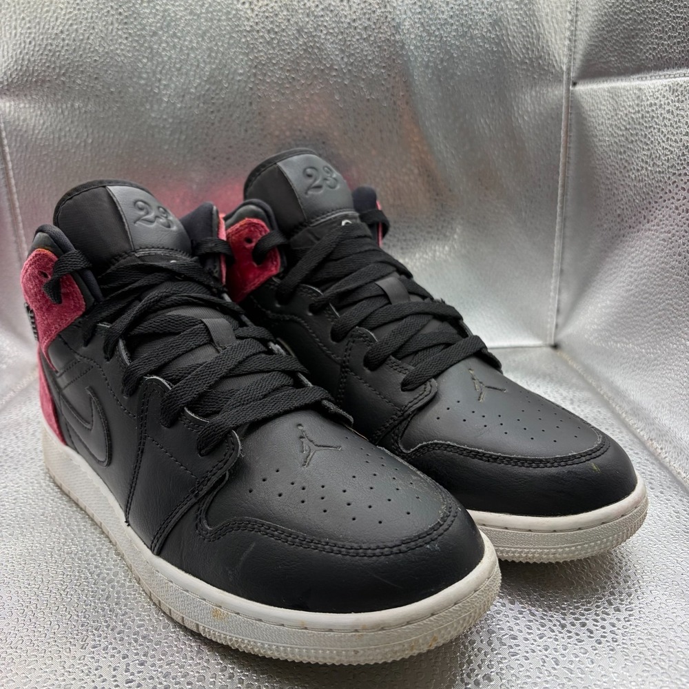 Size 6.5Y Nike Air Jordan 1 Mid XLD GS Black Noble Red Kids Shoes CK5678-006